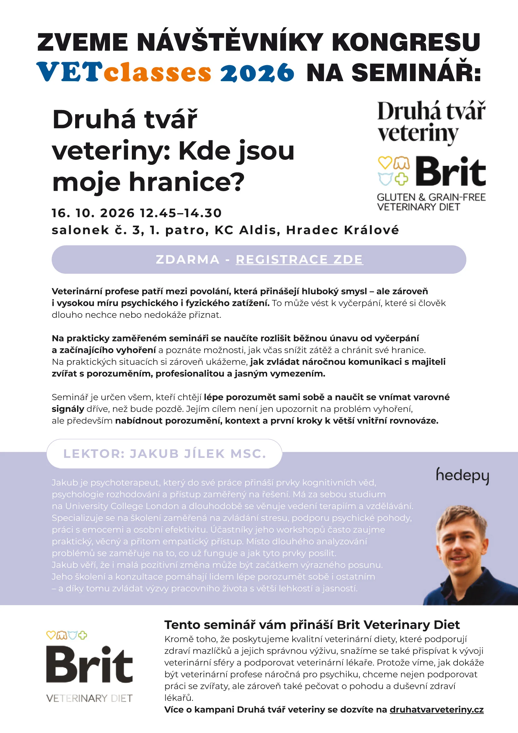 Program semináře Druhá tvář veteriny: Kde jsou moje hranice?
